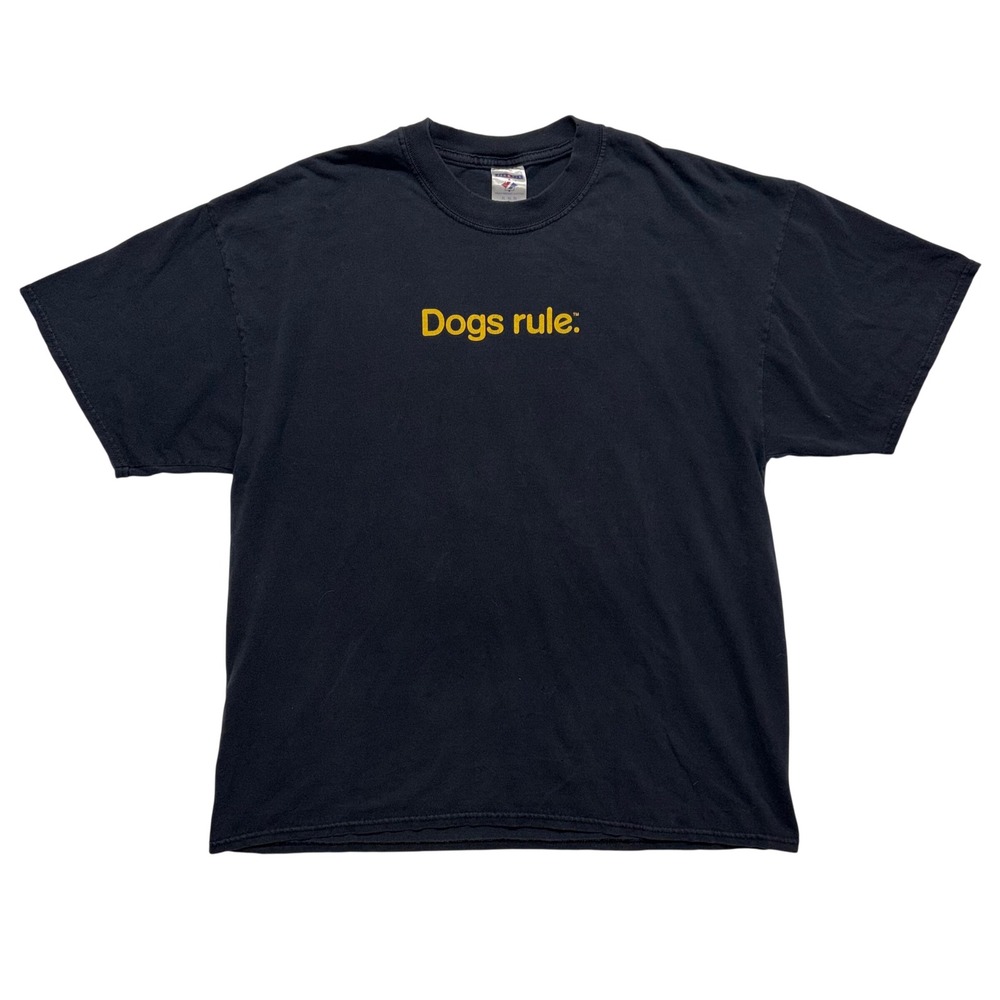 Y2K Vintage Jerzees Dogs Rule Text Tee Drive 2007 T-Shirt Black XL Rave Skate